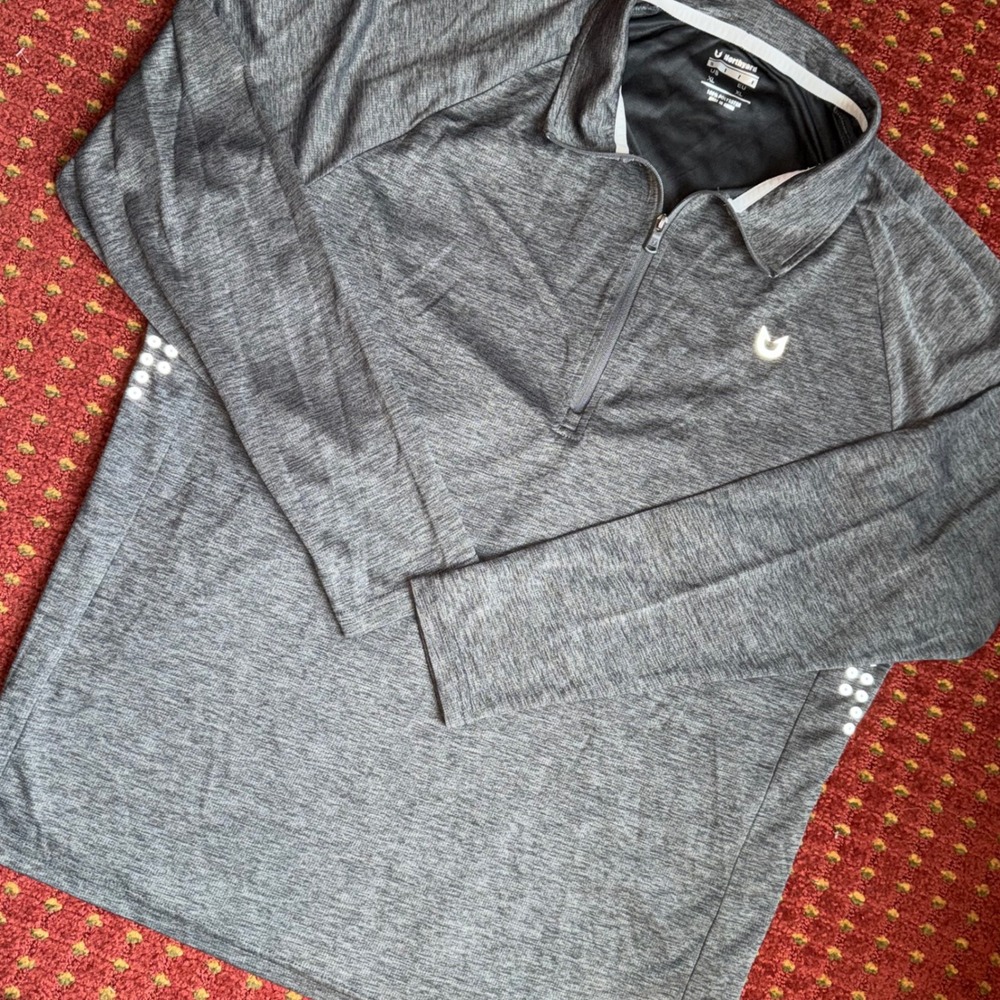 Northyard Quarter Zip Pullover Mens XL Gray Excellent Heathered Reflective Tech
